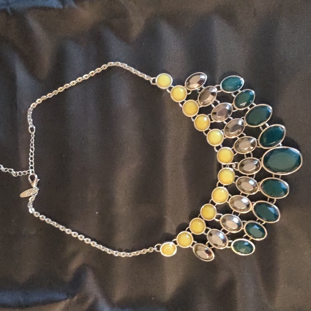 Green and silver statement necklace
